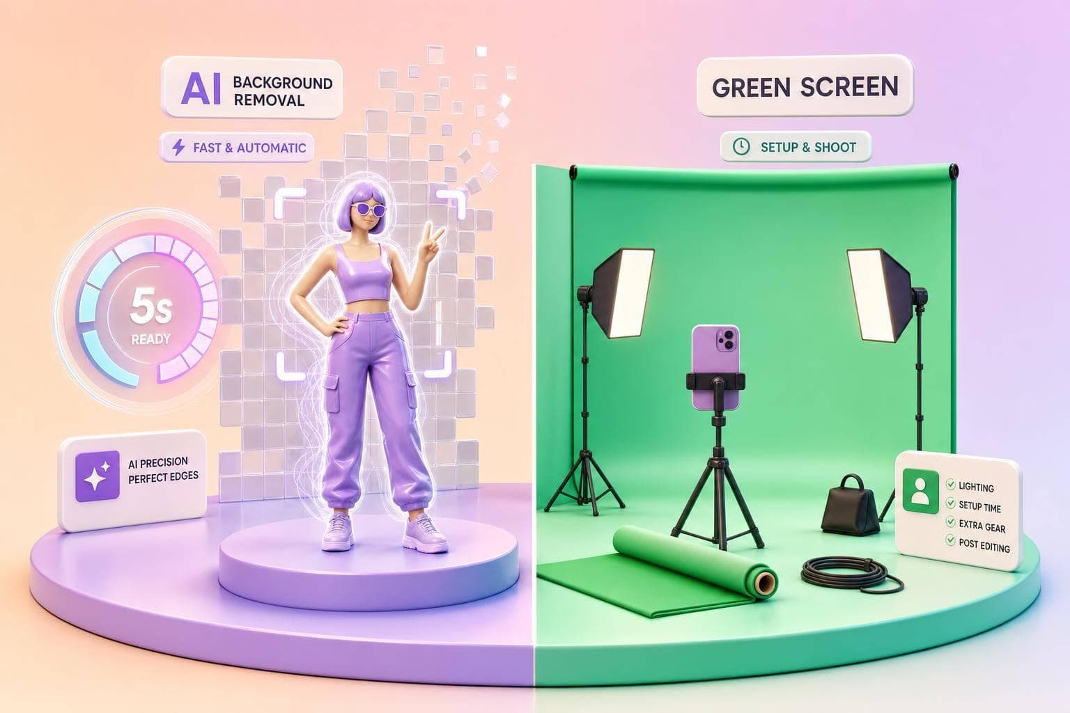 AI Background Removal vs Green Screen for UGC