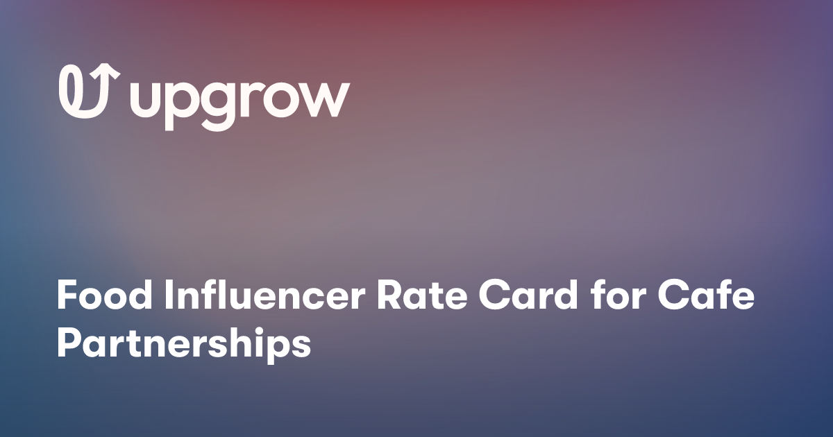Food Influencer Rate Card for Cafe Partnerships